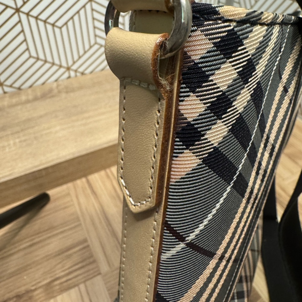 Burberry Blue Label Nova Check Nylon & Leather Shoulder Tote (Diagonal Plaid) - Picture 4 of 16